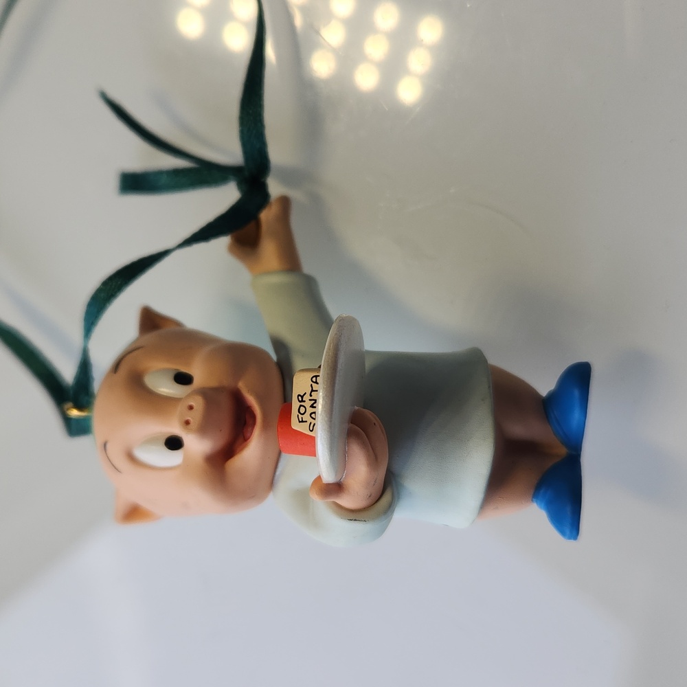 EUC vtg. 1993 Hallmark Cards For Santa Porky Pig Christmas Ornament - Picture 2 of 5
